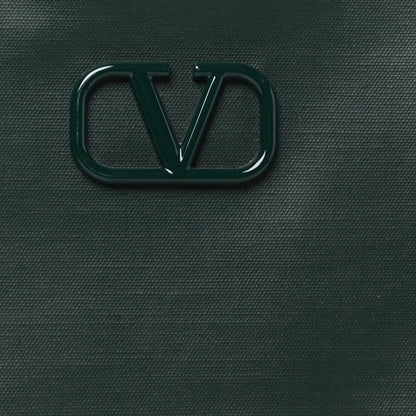 Valentino Garavani Canvas Calfskin VLogo Tote Natural Green