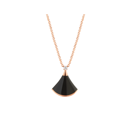 18K Rose Gold Diamond Onyx BVLGARI Divas' Dream Necklace