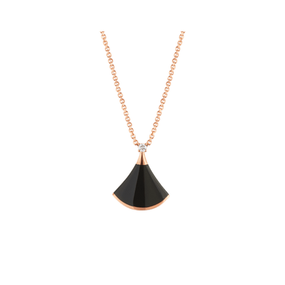 18K Rose Gold Diamond Onyx BVLGARI Divas' Dream Necklace