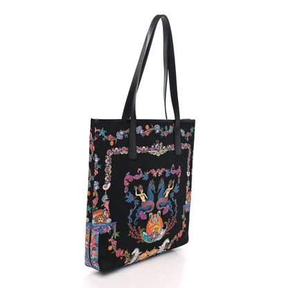 Versace Canvas Underwater Medusa Tote Black Multicolor