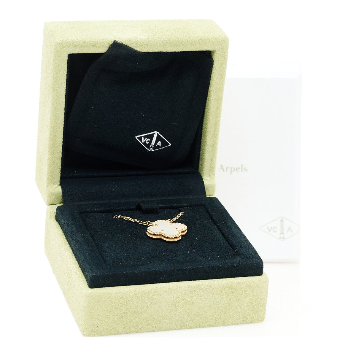 Van Cleef & Arpels 18K Yellow Gold Mother of Pearl Vintage Alhambra Pendant Necklace
