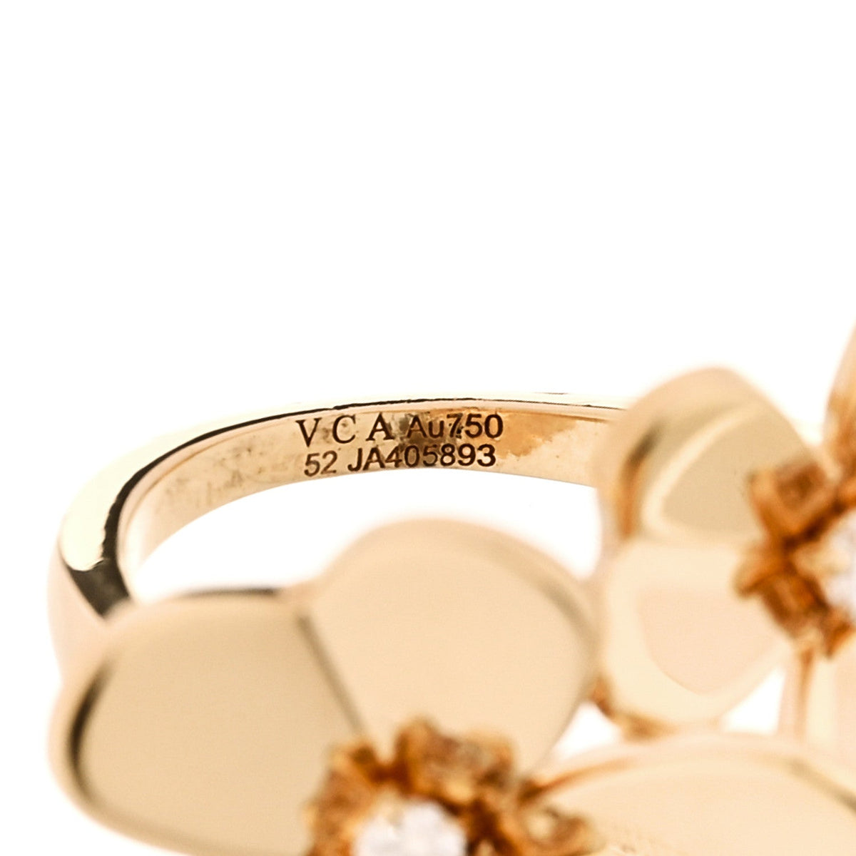 Van Cleef & Arpels 18K Yellow Gold Diamond Frivole Ring 54 7