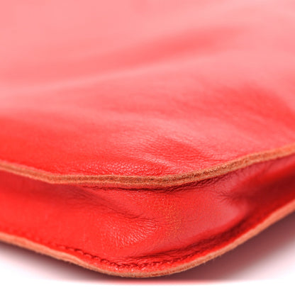 Hermes Lambskin Clou De Selle Pouch Rouge