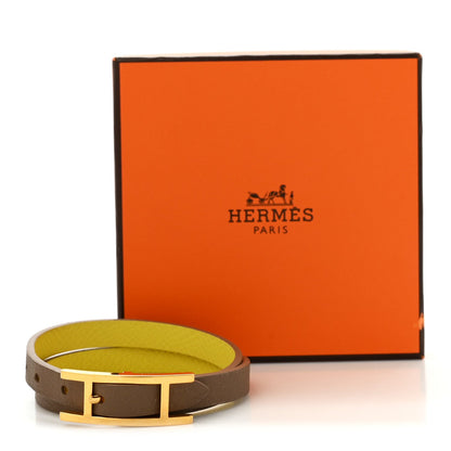 Hermes Epsom Swift Behapi Double Tour Bracelet XS Lime Etoupe