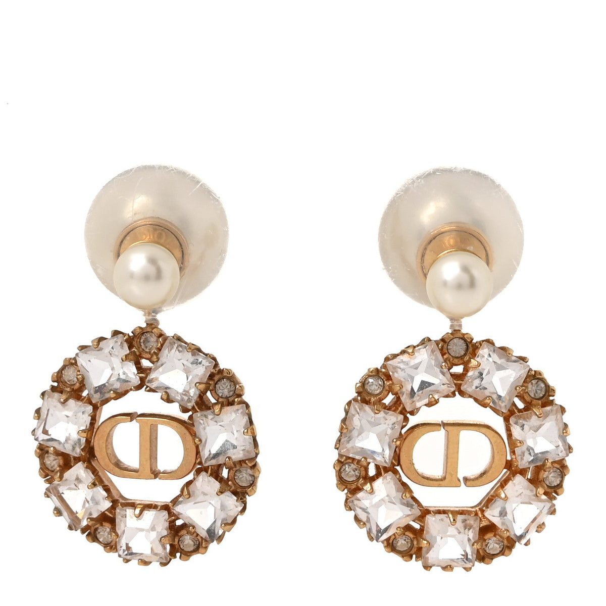 Gold Pearl Crystal Christian Dior Tribales Earrings
