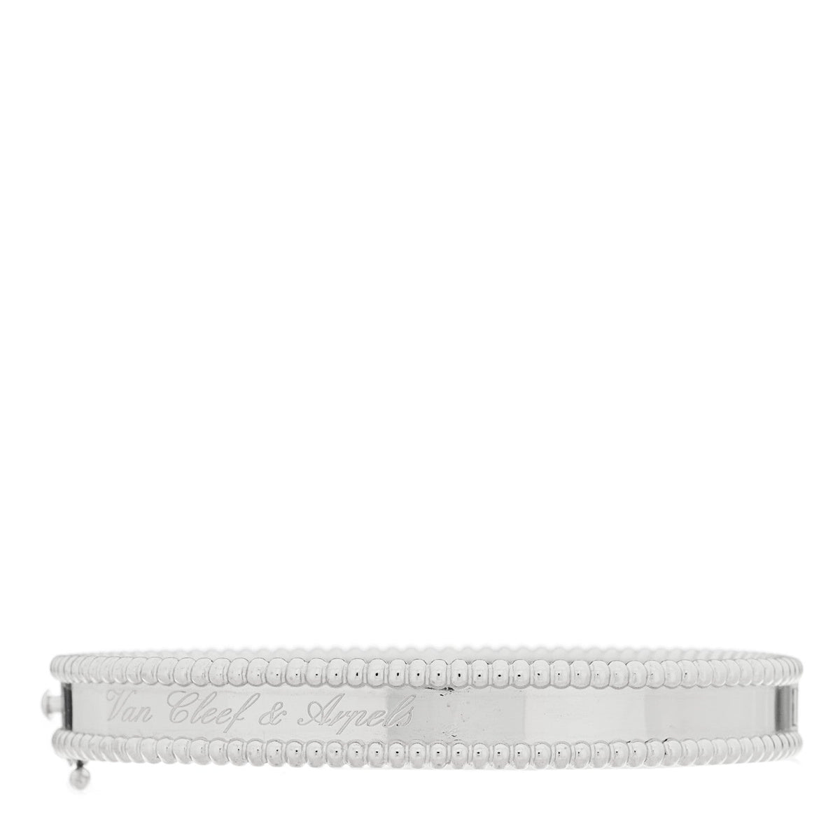 Van Cleef & Arpels 18K White Gold Perlee Signature Bangle Bracelet S