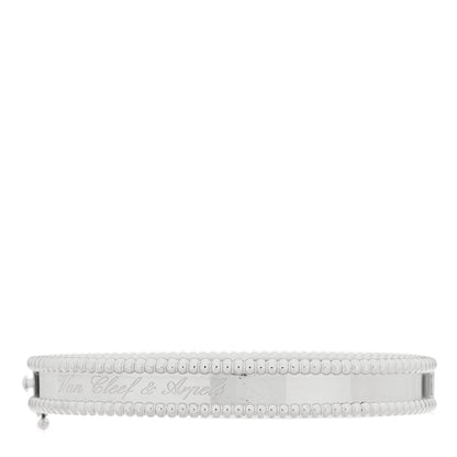 Van Cleef & Arpels 18K White Gold Perlee Signature Bangle Bracelet S