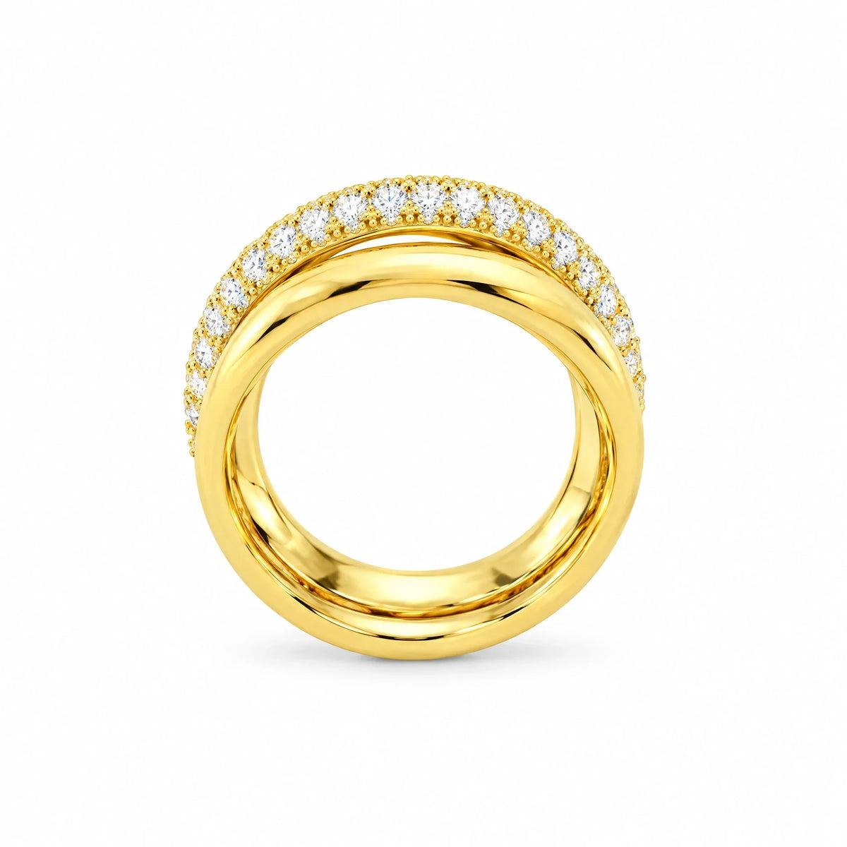 Duet 18K Gold Plated 925 Sterling Silver Cubic Zirconia Ring