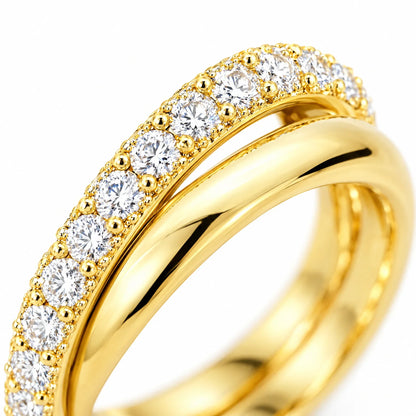 Duet 18K Gold Plated 925 Sterling Silver Cubic Zirconia Ring