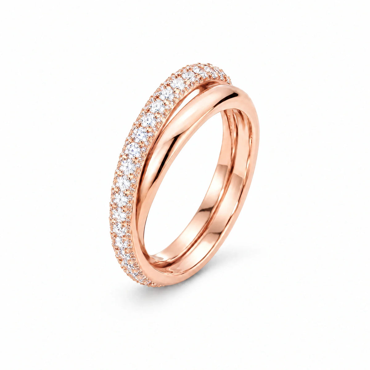 Duet 18K Gold Plated 925 Sterling Silver Cubic Zirconia Ring