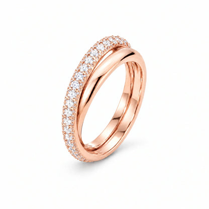 Duet 18K Gold Plated 925 Sterling Silver Cubic Zirconia Ring