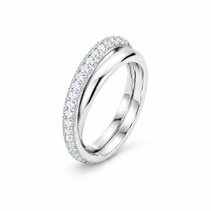 Duet 18K Gold Plated 925 Sterling Silver Cubic Zirconia Ring