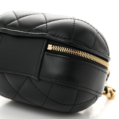 Chanel Lambskin Quilted CC Bubble Vanity Case With Chain Black