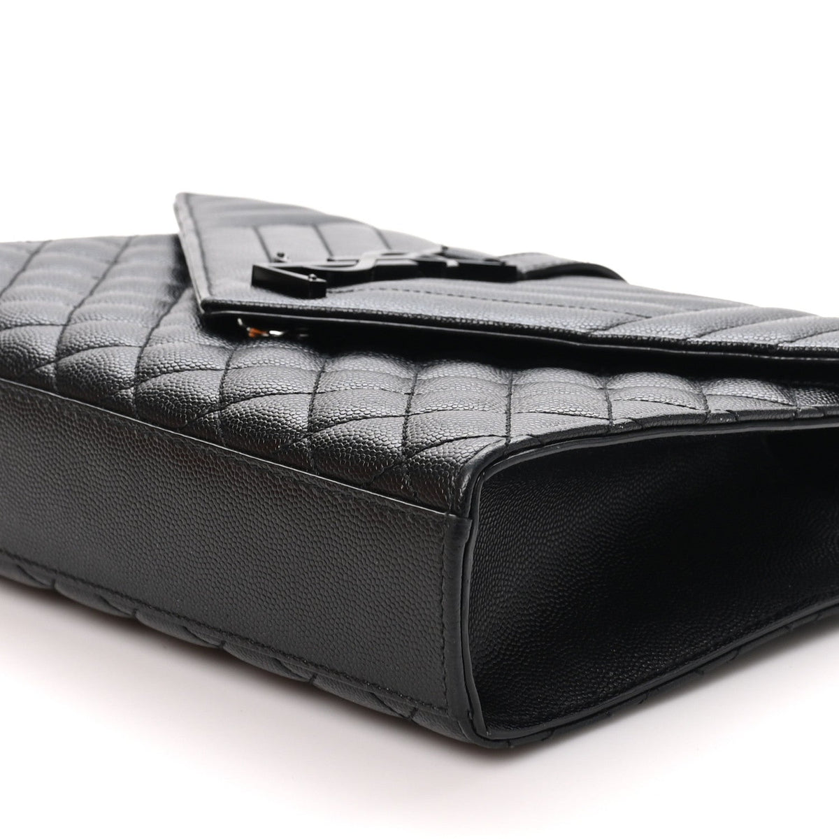 Saint Laurent Grain De Poudre Mixed Matelasse Triquilt Medium Monogram Satchel Black