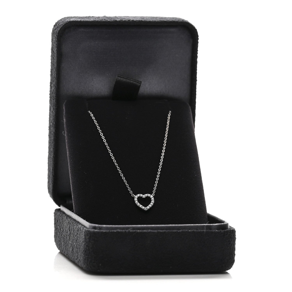 Tiffany 18K White Gold Diamond Metro Heart Pendant Necklace