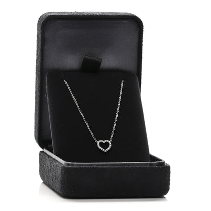 Tiffany 18K White Gold Diamond Metro Heart Pendant Necklace