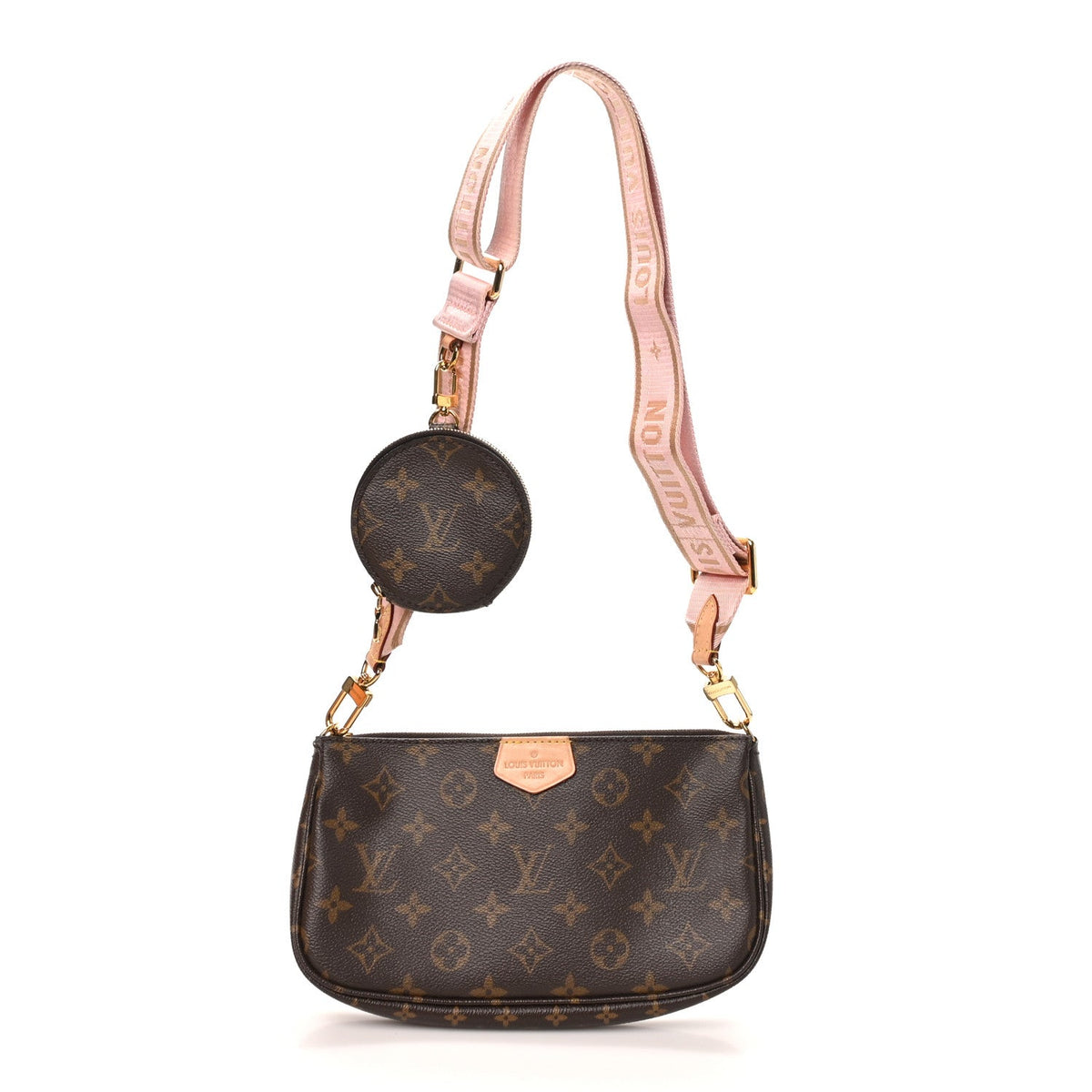 Louis Vuitton Monogram Coated Canvas Multi Pochette Accessories Rose Clair