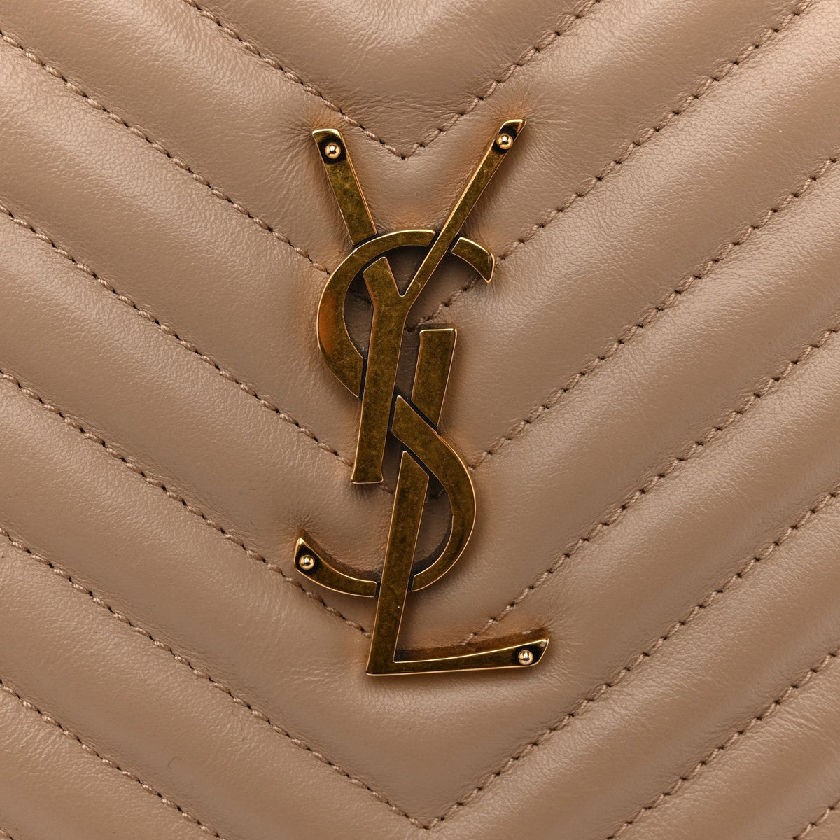 Saint Laurent Calfskin Matelasse Lou Camera Bag Dark Beige