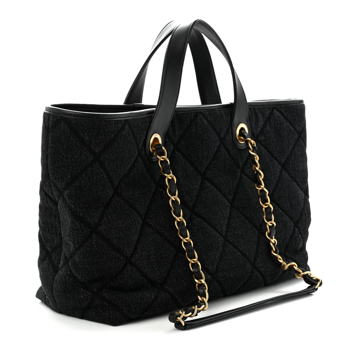 Chanel Denim Calfskin Quilted Small Deauville Tote Black