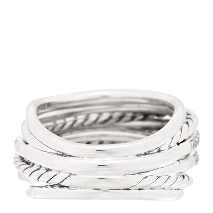 David Yurman Sterling Silver Diamond 18mm Wide Crossover Ring 54 7