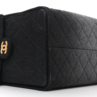 Chanel Washed Denim Quilted Medium Chanel 25 Handbag Black