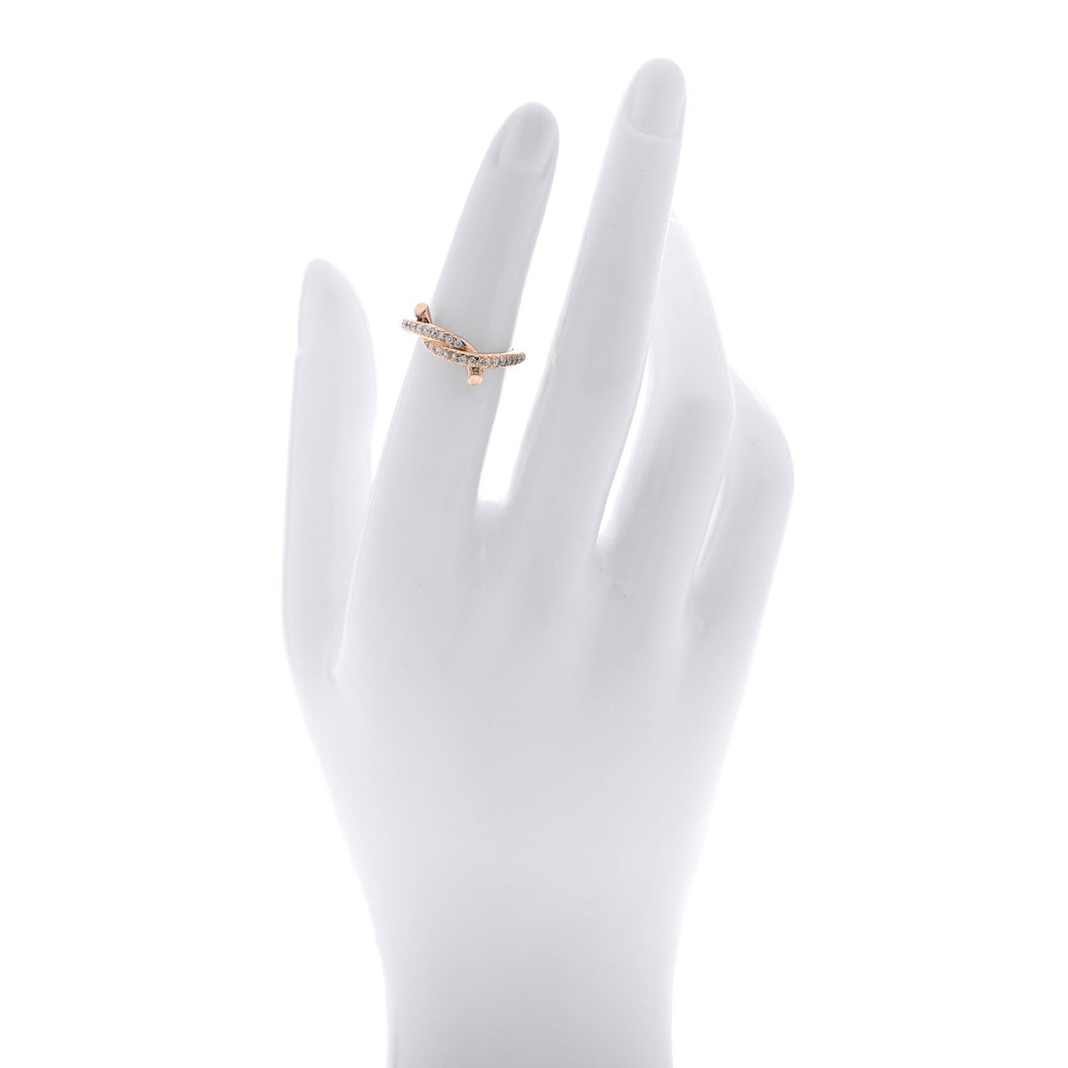 Cartier 18K Pink Gold Diamond Entrelaces Ring 48 4.5