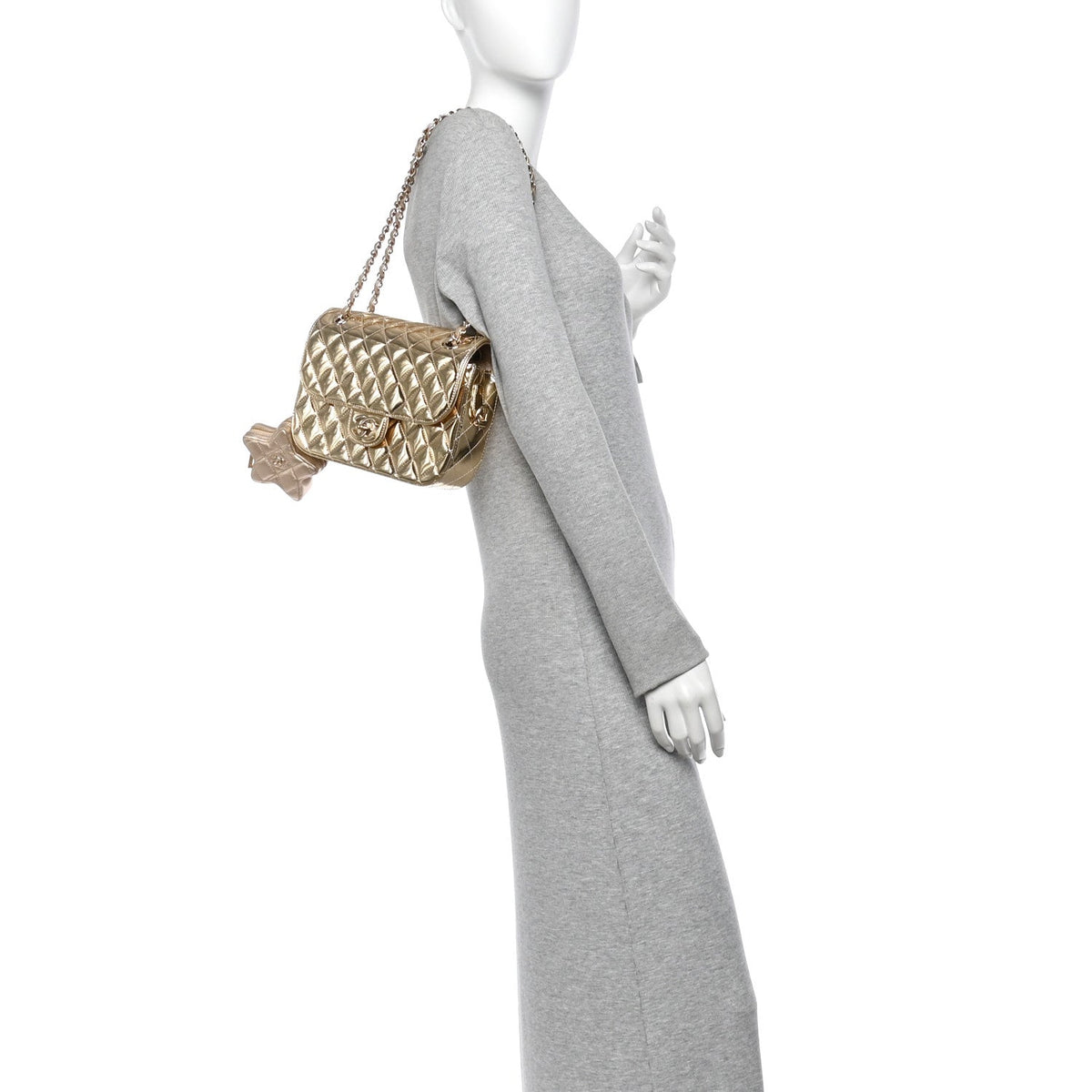 Chanel Mirror Calfskin Medium Hollywood Boulevard Flap Bag Light Gold