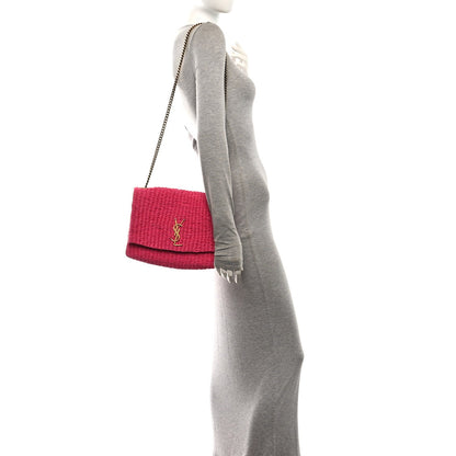 Saint Laurent Raffia Medium Monogram Kate Satchel Pink Glow