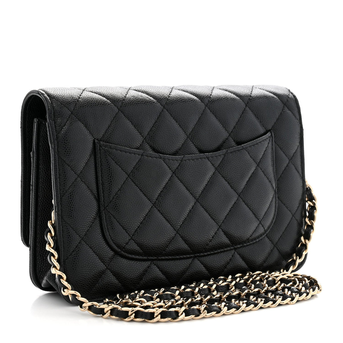 Chanel Caviar Quilted French New Wave Chain CC Wallet On Chain WOC Black
