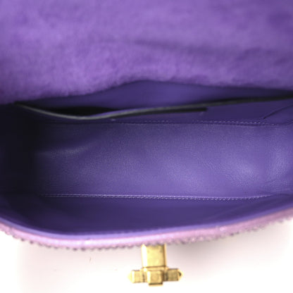 Valentino Garavani Crystal Suede Small Roman Stud Shoulder Bag Light Amethyst Glicine