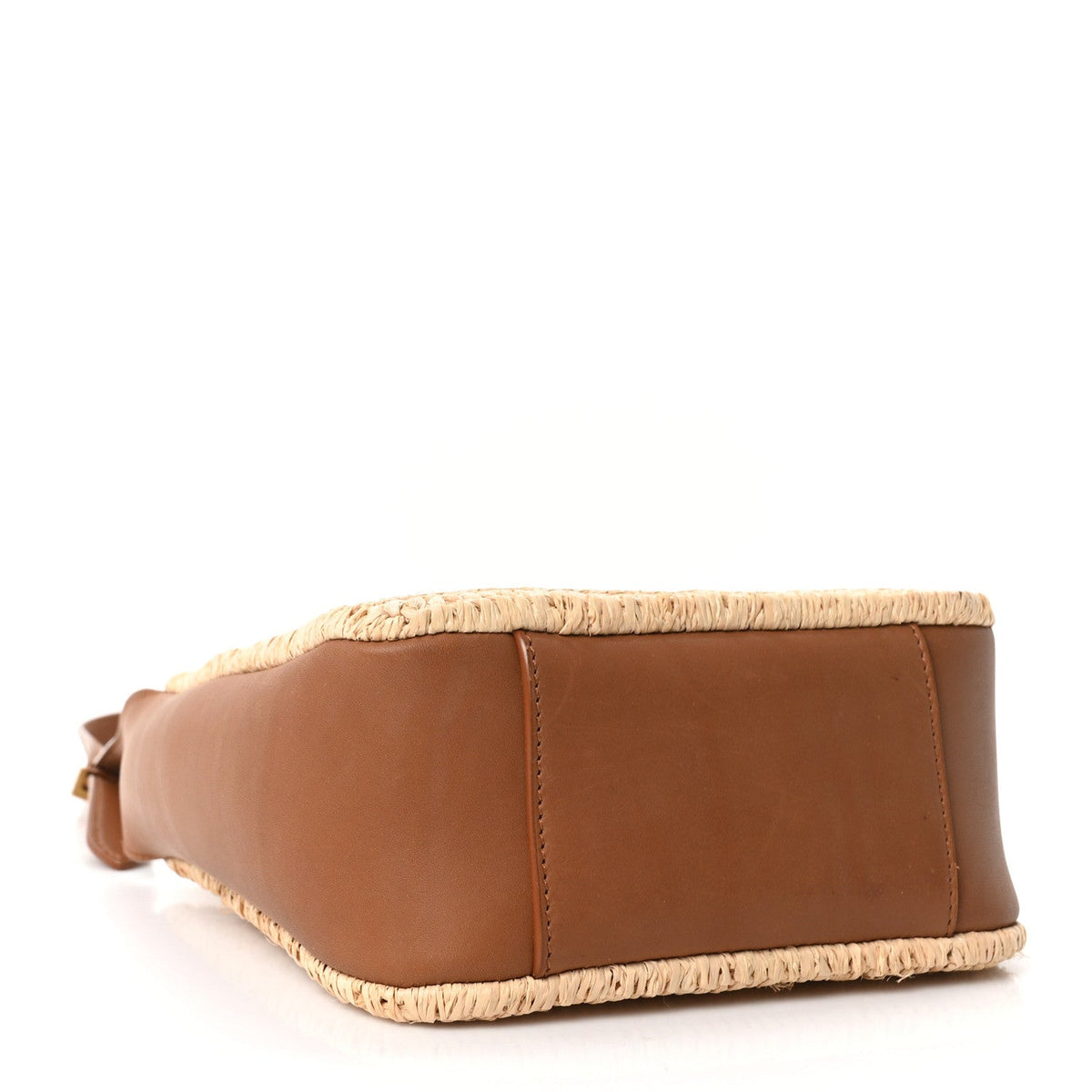 Saint Laurent Raffia Calfskin Le 5 A 7 Baby Hobo Natural Brick