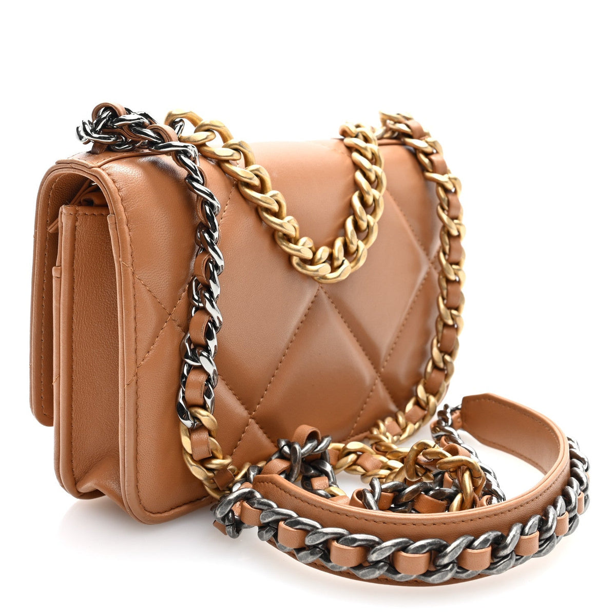 Chanel Lambskin Quilted 19 Wallet On Chain WOC Brown 1984334