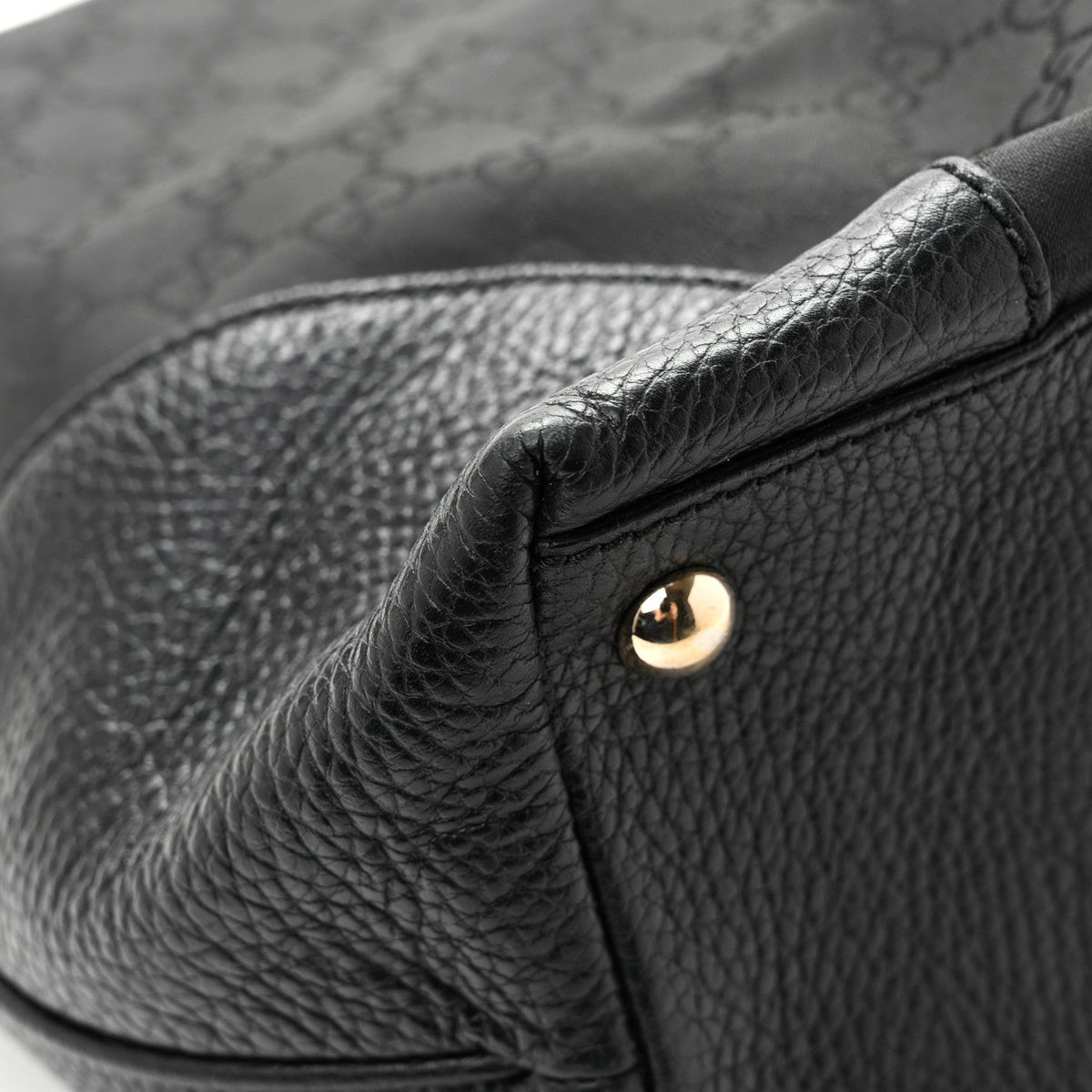 Gucci Monogram Canvas Leather Tote Black