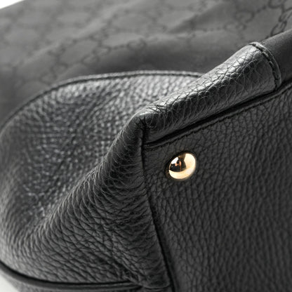 Gucci Monogram Canvas Leather Tote Black
