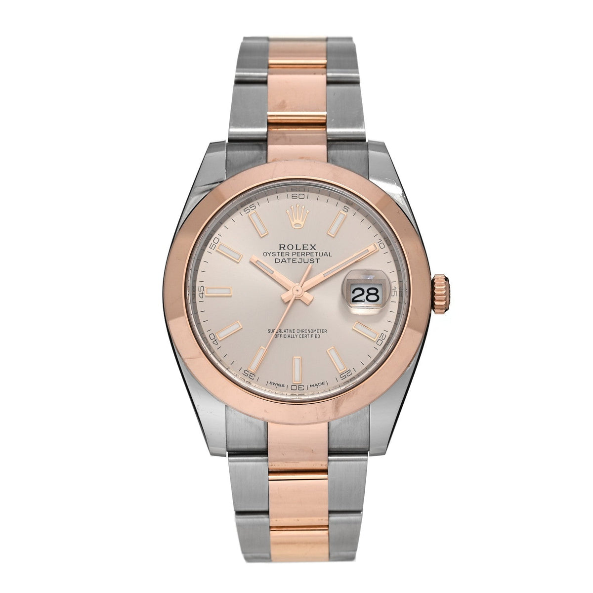 Rolex Stainless Steel 18K Everose Gold 41mm Datejust Watch Sundust 126301