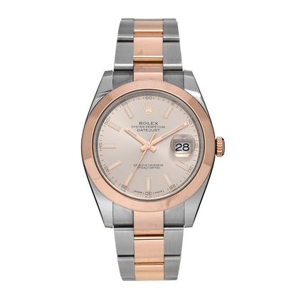 Rolex Stainless Steel 18K Everose Gold 41mm Datejust Watch Sundust 126301