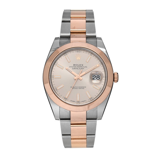 Rolex Stainless Steel 18K Everose Gold 41mm Datejust Watch Sundust 126301