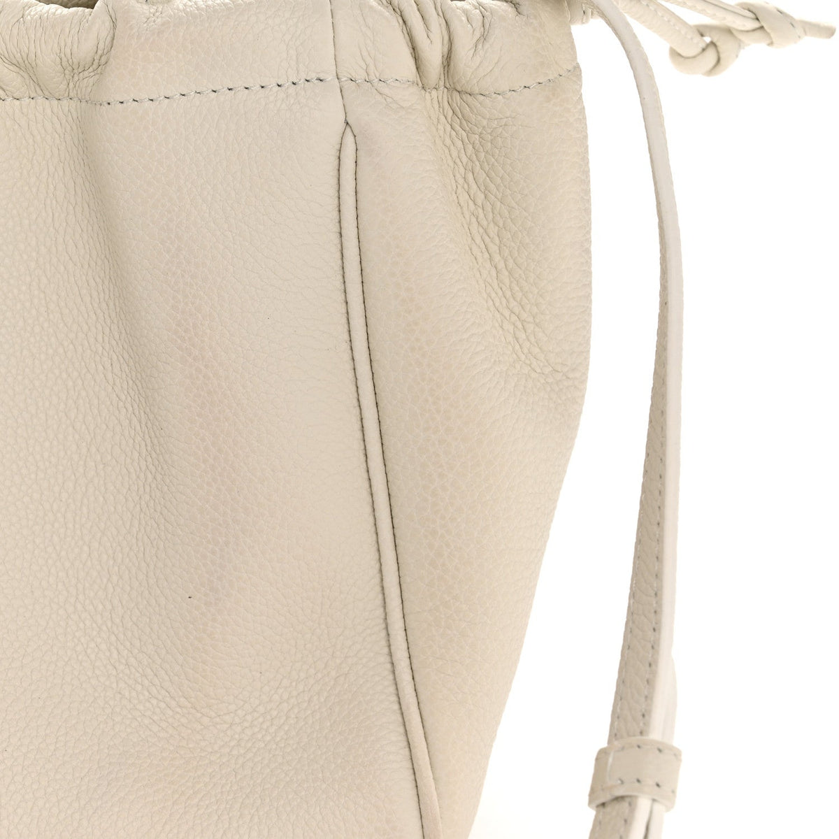 Celine Calfskin Cuir Small Triomphe Cabas Drawstring White