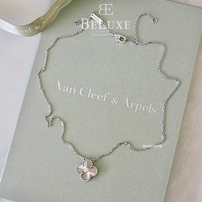 VCA 18K White Gold Diamond Guilloché Holiday Pendant Necklace