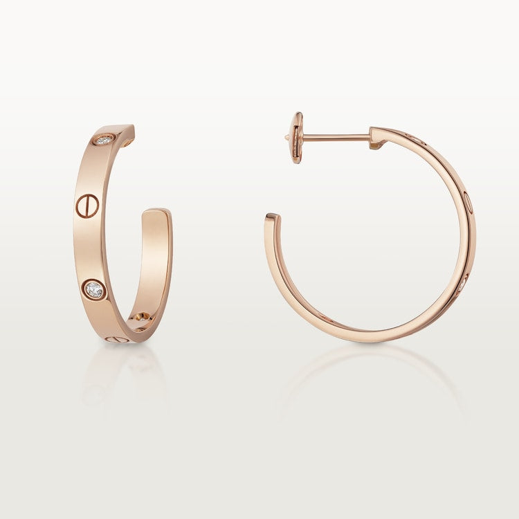 18K Rose Gold Diamond Cartier Love Earrings