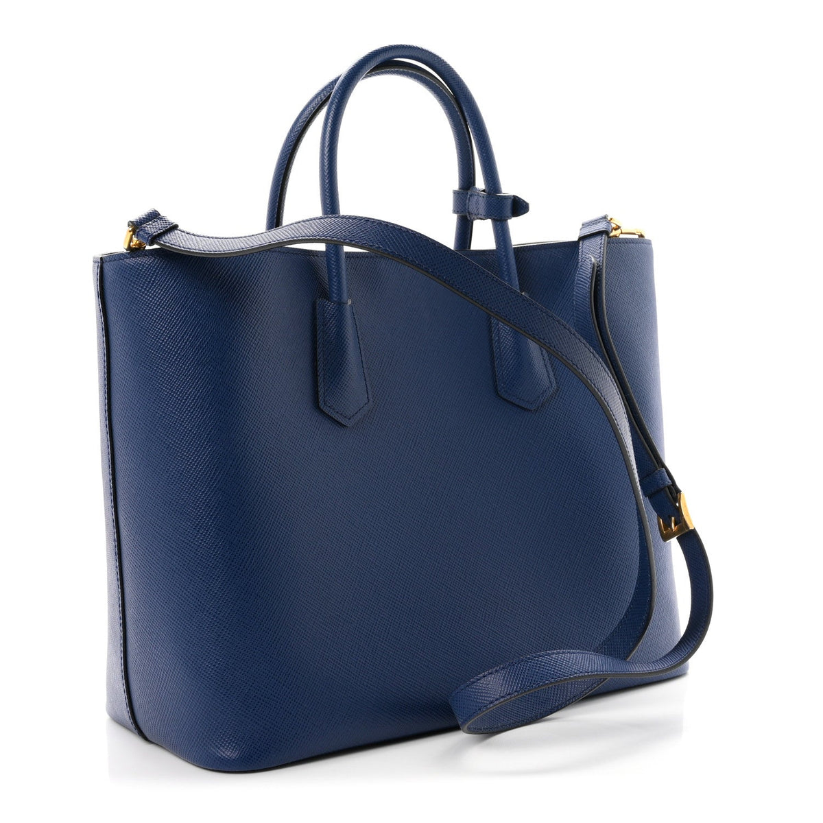 Prada Saffiano Cuir Front Pocket Tote Bluette