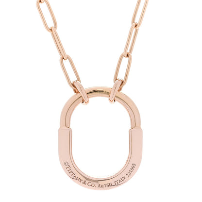 Tiffany 18K Rose Gold Pink Sapphire Small Lock Pendant Necklace