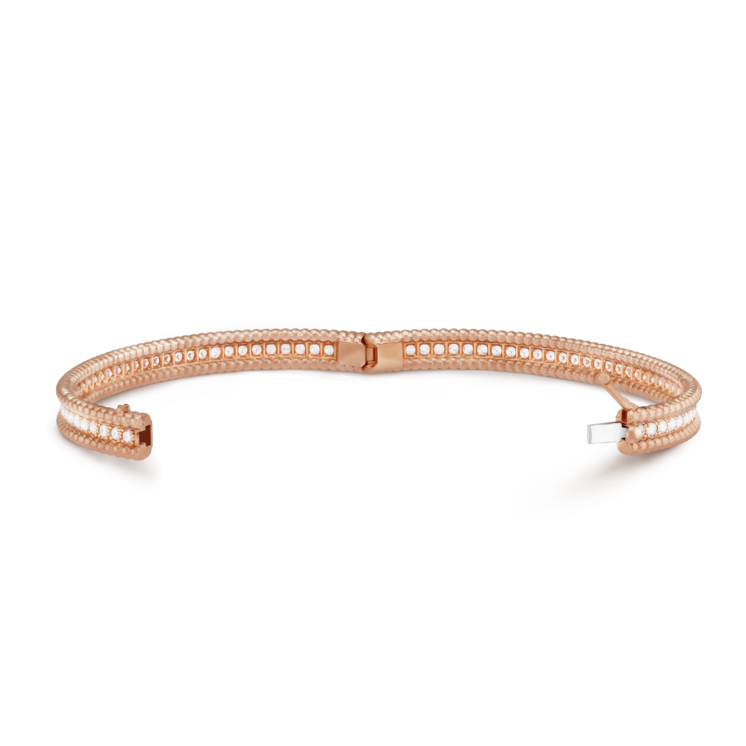 18K Gold Diamond VCA Perlée 1 Row Medium Model Bracelet