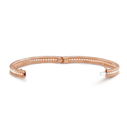 18K Gold Diamond VCA Perlée 1 Row Medium Model Bracelet