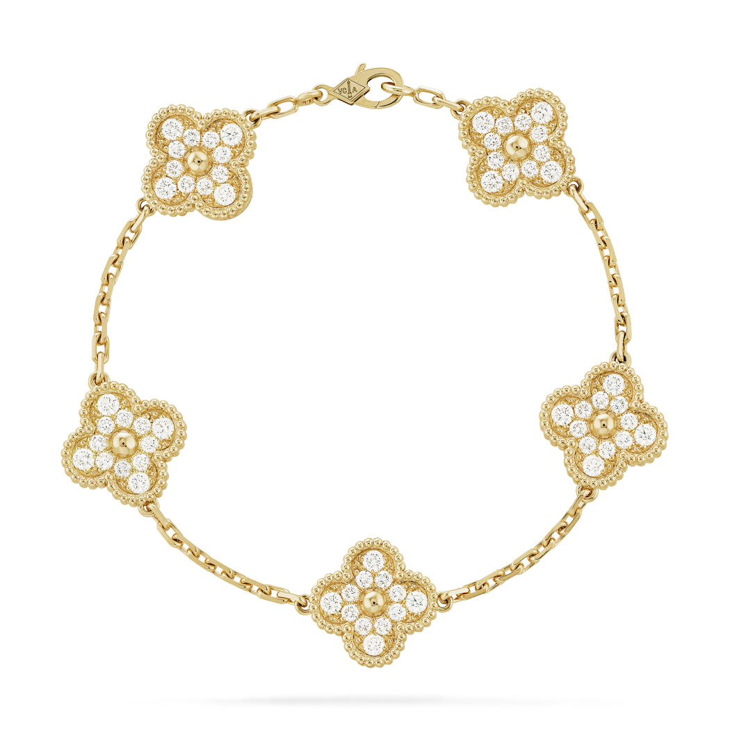 18K Gold Diamonds VCA Vintage Alhambra Bracelet