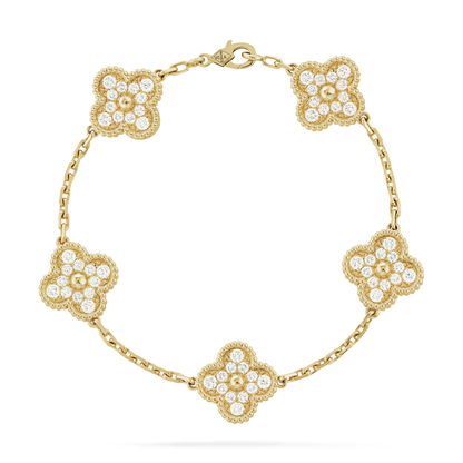 18K Gold Diamonds VCA Vintage Alhambra Bracelet