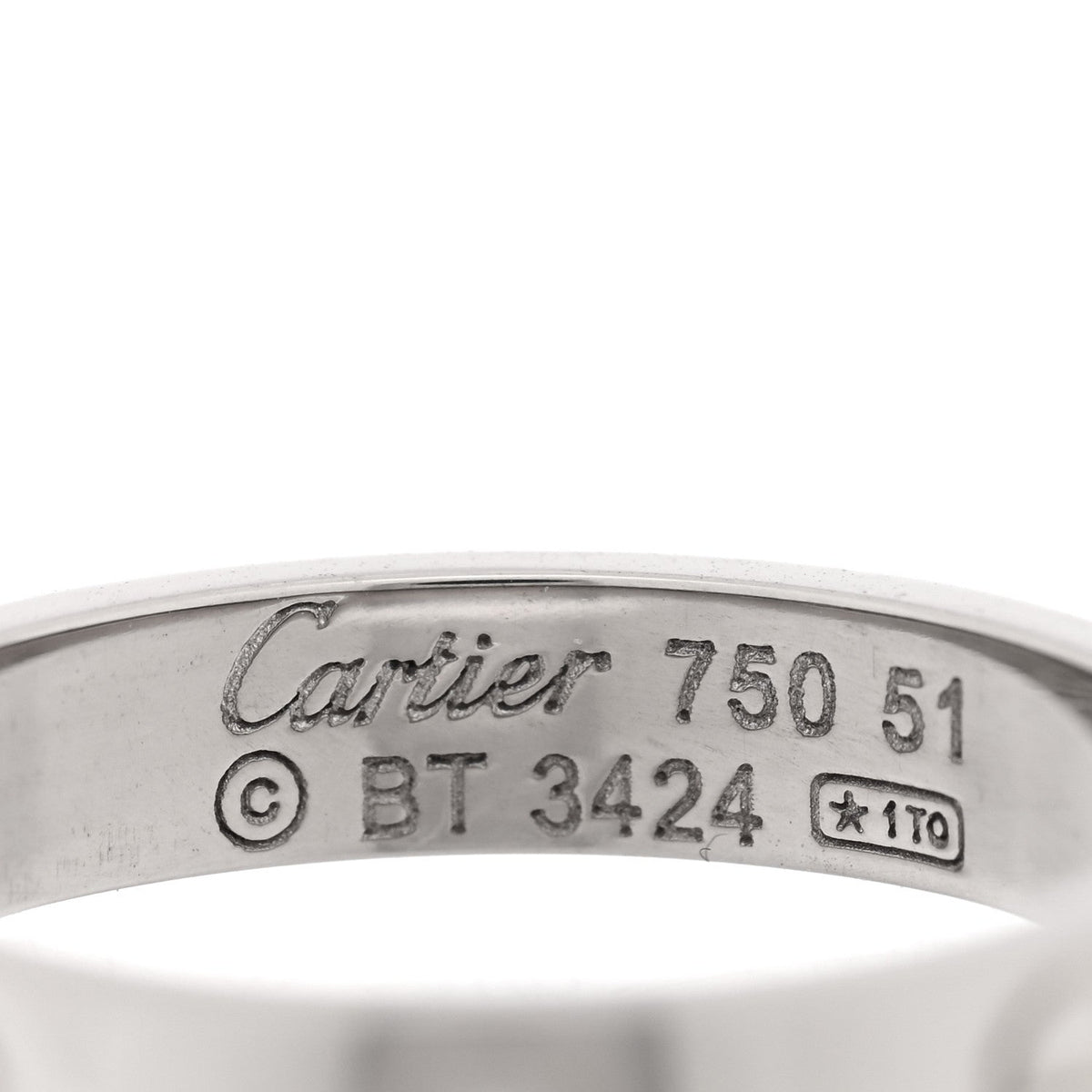 Cartier 18K White Gold 3.5mm LOVE Wedding Band Ring 51 5.75