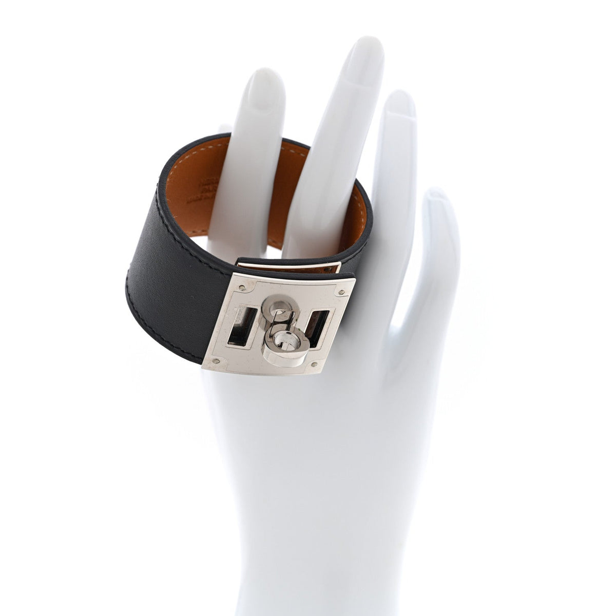 Hermes Box Leather Kelly Dog Bracelet Black