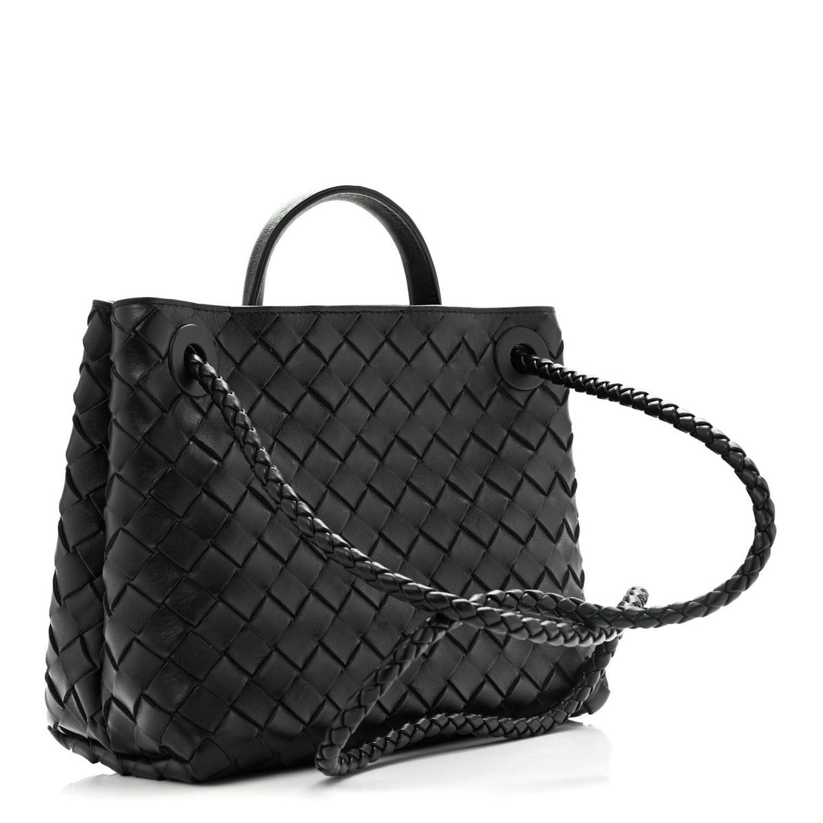 Bottega Veneta Nappa Intrecciato Small Andiamo Shoulder Bag Black