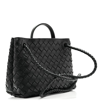 Bottega Veneta Nappa Intrecciato Small Andiamo Shoulder Bag Black